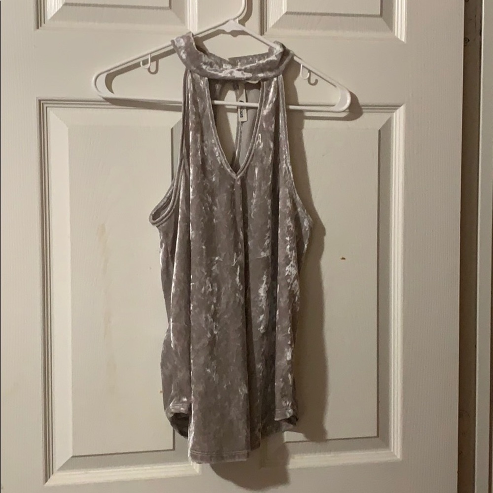 Grey crushed velvet super cute top